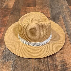 Altar'd State Tan Hat with White Lace Band